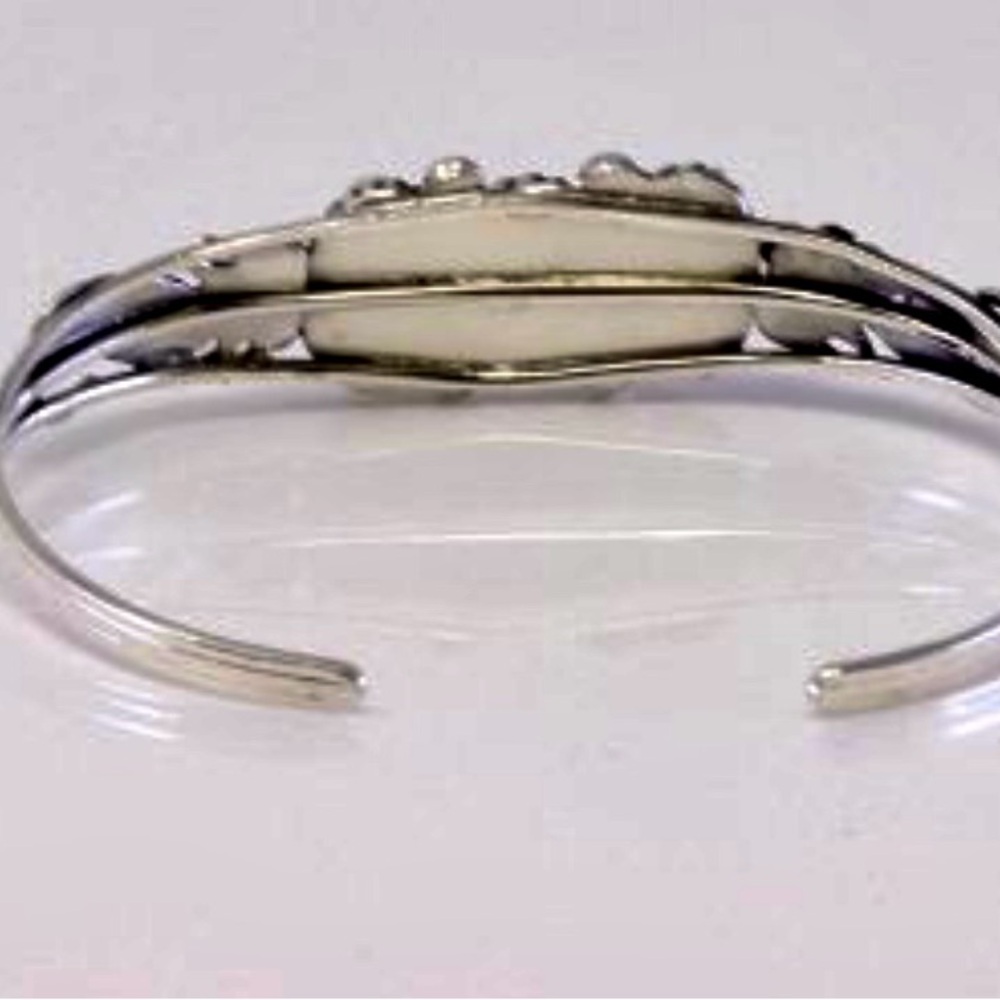 Navajo Silver & Turquoise Bradelet By Darrell Mor… - image 4